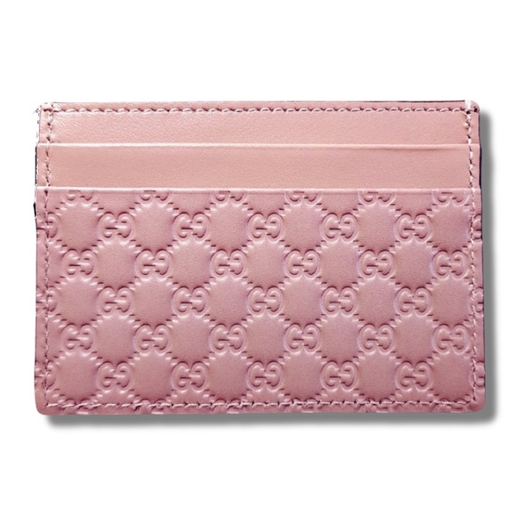 ✨Gucci✨ NEW Microguccissima Card Holder in Soft Pink Calfskin Leather Monogram - Picture 1 of 11